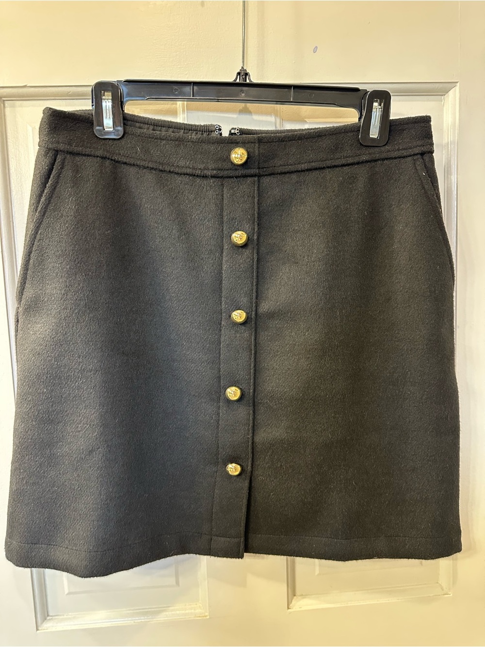 LOFT Black Wool Mini Skirt with Gold Buttons size 6